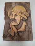 Ročno rezbarsko izdelana slika očanca s pipo