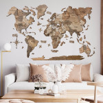 World Map  - Wooden Travel Map