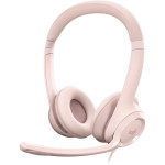 Slušalke Logitech H390, žične, na ušesa, USB-A, roza