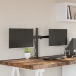 vidaXL Dvojni nosilec za monitor črno jeklo VESA 75/100 mm
