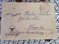 Koverta in list s sporočilom v enem iz leta 1941 Komenda,Vopole