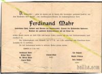 OSMRTNICA FRANC MAHR - LJUBLJANA, 1900