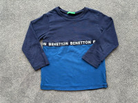 Benetton majica dolg rokav, modra, 2-3 leta