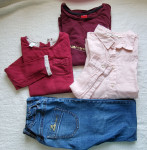 oblačila za deklico št. 134-140: majica, bluza, kavbojke