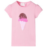 Otroška majica s kratkimi rokavi živo roza 116