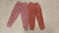 2x dekliške dolge roza hlače št. 128, topel pliš, CENA S POŠTNINO