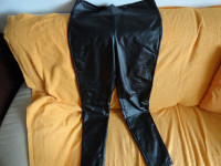 hlače dolge štL/XL črne videz usnja nove.