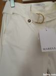 NOVE MAX MARA Marella hlače bele s pasom vel 36 - 38