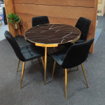 4 x stol - črni žamet in zlate noge