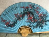 Kitajska pahljaca dekorativna slika - podpisan avtor
