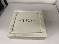 Lesena škatla za čaj bele barve