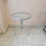 Okrogla miza - ( JEKLO + KALJENO STEKLO ) - Miza za balkon - Za teraso