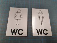 Oznake za Ž in M WC, 10 x 6,5 cm, graverski material, novi, prodam