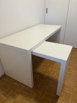 Pisalna miza IKEA MALM z izvlečno površino (bela)