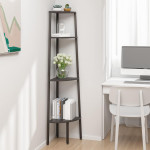vidaXL 4-nadstropni kotni regal črn 45,5x31,5x150 cm