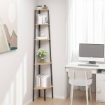 vidaXL 5-nadstropni kotni regal svetlo rjav in črn 45,5x31,5x180 cm