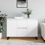 vidaXL Komoda bela 101,5x35x70 cm inženirski les