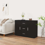 vidaXL Komoda črna 91x29,5x65 cm inženirski les