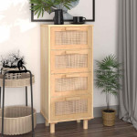 vidaXL Komoda rjava 40x30x90 cm trdna borovina in naravni ratan