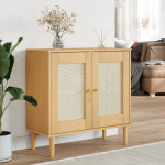 vidaXL Komoda SENJA videz ratana rjava 80x35x80 cm trdna borovina