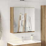 vidaXL Kopalniška omarica z ogledalom artisan hrast 64x20x66,5 cm les