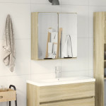 vidaXL Kopalniška omarica z ogledalom sonoma hrast 64,5x20x66,5 cm