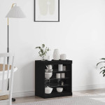 vidaXL LED bočni predalnik Črna Orehovina 60,5 x 37 x 67 cm