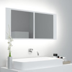 vidaXL LED kopalniška omarica z ogledalom bela 100x12x45 cm akril