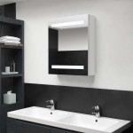 vidaXL LED kopalniška omarica z ogledalom sijoče bela 50x14x60 cm