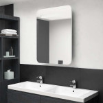 vidaXL LED kopalniška omarica z ogledalom sijoče bela 60x11x80 cm
