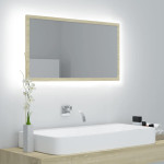 vidaXL LED kopalniško ogledalo sonoma hrast 80x8,5x37 cm akril