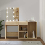 vidaXL LED toaletna mizica z omarico sonoma hrast inženirski les