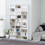 vidaXL Omarica za CD plošče bela 102x23x177,5 cm konstruiran les