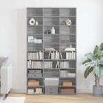 vidaXL Omarica za CD plošče siva sonoma 102x23x177,5 cm konstr. les