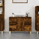 vidaXL Omarica za umivalnik dimljen hrast 80x33x60 cm inženirski les