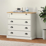 vidaXL Predalnik VIGO bel 80x40x76 cm trdna borovina