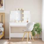 vidaXL Toaletna mizica z LED lučkami bela 96x40x142 cm
