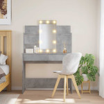 vidaXL Toaletna mizica z LED lučkami betonsko siva 96x40x142 cm