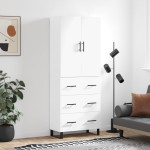 vidaXL Visoka omara bela 69,5x34x180 cm inženirski les