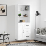 vidaXL Visoka omara bela 69,5x34x180 cm inženirski les