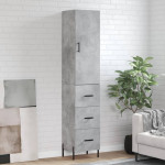 vidaXL Visoka omara betonsko siva 34,5x34x180 cm inženirski les