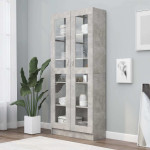 vidaXL Vitrina betonsko siva 82,5x30,5x185 cm iverna plošča