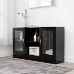 vidaXL Vitrina črna 120x30,5x70 cm iverna plošča