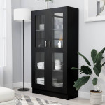 vidaXL Vitrina črna 82,5x30,5x150 cm iverna plošča