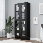 vidaXL Vitrina črna 82,5x30,5x185 cm iverna plošča
