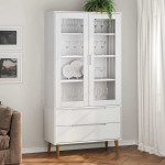 vidaXL Vitrina MOLDE bela 90x35x175 cm trdna borovina