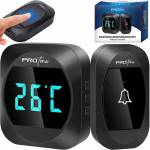 220V LCD brezžični zvonec in termometer 38 melodij do 300m črn