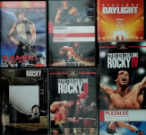 STALLONE, 8 DVD filmov: Rambo 1-3, Rocky 1, 2, 4, Svetloba, Plezalec