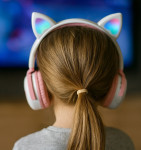 Andowl LED Brezžične Slušalke z mačjimi ušesi Cat Ears, belo - roza