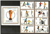 ALBANIJA nogomet - SP 1974 znamke + blok nežigosano MNH